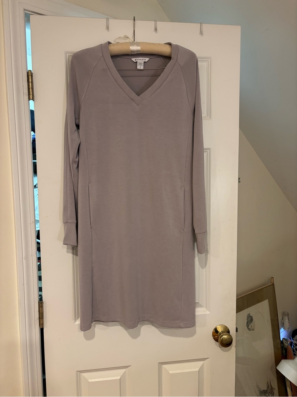 Athleta Seasoft Long Sleeve Dress in Grey-Taupe - Picture 2 of 3
